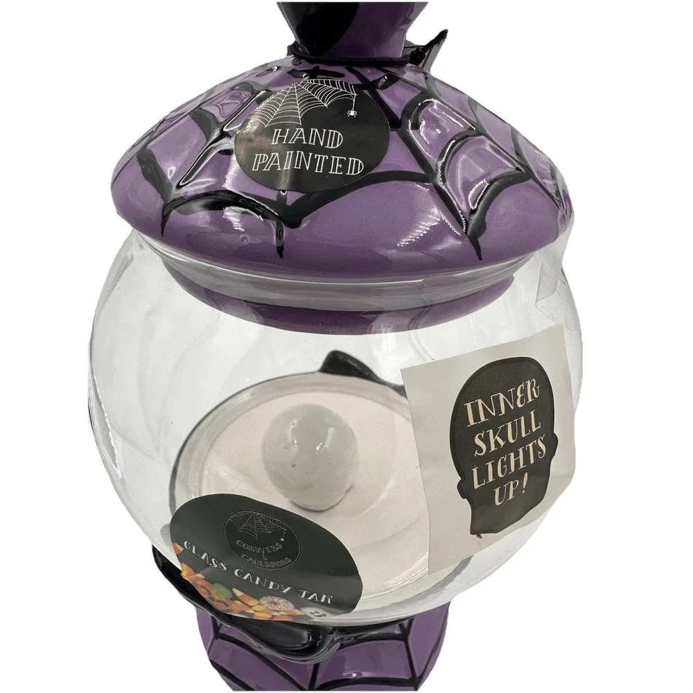 Cobwebs & Cauldrons Candy Jar Bats and Spiderwebs Light Up Halloween Display